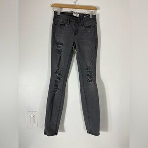 FRAME Denim Le Skinny Jeans Distressed Womens Waist Size 25 Made in USA Gray